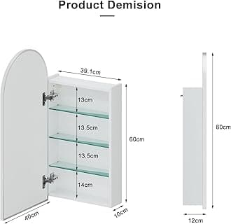 Mepplzian Bathroom Mirror Cabinets,Arched Mirror Cabinet Bathroom Wall,Brushed Nickel Bathroom Cabinets with Mirror,Metal Framed Mirrored Bathroom Cabinets Wall Mounted,Mirror Bathroom Cabinet 40x80
