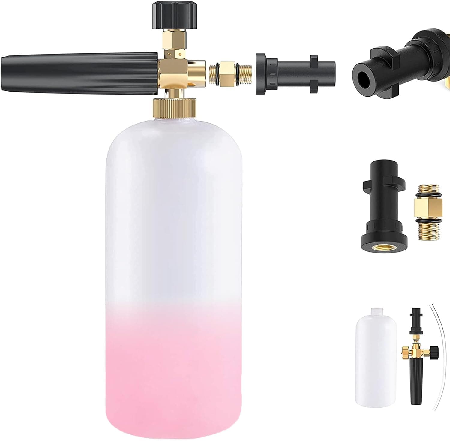 Stone Banks Snow Foam Lance for Karcher K Series K2 K3 K4 K5 K6 K7 Pressure Washer, 1L Adjustable Foam Cannon Gun High Pressure Soap Dispenser Bottle Spray Nozzle for Car Washing Vehicle Cleaning