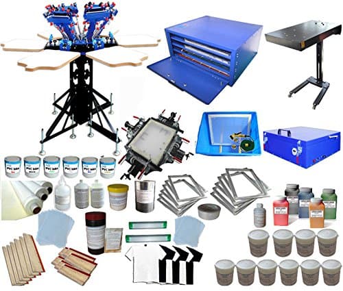 Full Set 6 Color Screen Printing Kit Micro-Registration Silk Screen Printing Machine T-Shirt Printing Press