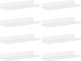 Lifewit Floating Shelves for Wall, 8 Pack White Acrylic Shelf 15" Room Decor for Bookcase/Vinyl Record Display/Photo/Picture in Bedroom, Living Room, Bathroom, Kitchen Storage and Organization