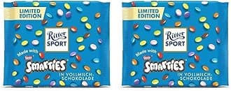 Ritter Sport Limited Edition Smarties in Milk Chocolate Bar 100g (Pack of 2)