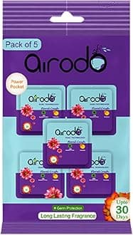 Airodo Air Freshener Floral Crush Pocket Gel | Long Lasting Premium Luxury Fragrance Booster | Automatic Freshener Skin Friendly Assorted Mix Scents Suitable for Home/Office/Bathrom (Pack Of 5, 50gm)