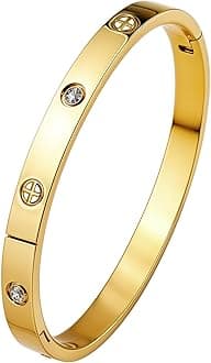 HighSpark Gold Bracelets for Women | 18K Gold Plated Stainless Steel Friendship Love Bangle Bracelet for Women | Lovely Gift