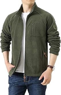 GenericMen's Full-Zip Fleece Jacket Windproof Lightweight Outdoor Jackets with Pockets Hiking Work Outwear