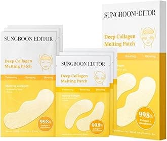 SUNGBOON EDITOR Deep Collagen Melting Patch | Collagen & Glutathione, Hydrating Patch, Firm-Looking Skin for Fine Line Care, Spot Care, Collagen Patches, Eye Area Care Patch, Korean Skincare,1.13 oz