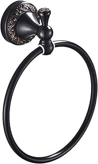 Leyden Oil Rubbed Bronze Hand Towel Holder, Brass Towel Ring Round Towel Holder for Bathroom Accessories Screw Wall Mounted