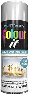 2x Flat White Matt All Purpose Aerosol Spray Paint 250ml Quick Drying Spray, Fast Dry and Excellent Coverage for Metal, Wood, Plastic and More by Diva Gift