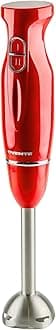 OVENTE HS560R Immersion Hand Blender, 300W Electric Handheld Portable Stick Mixer with 2 Mixing Speed and Stainless Steel Blades for Effortless Blending Smoothies, Shakes, Puree or Baby Food, Red