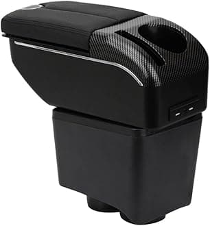 ZENVI Armrests Compatible with Volkswagen VW Polo Armrest 2002-2009 Center Console Organizer Box Double Door Style Usable for Elbow Support （Black Style）
