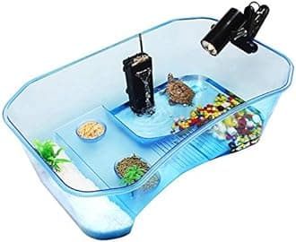Geegoods Turtle Tank Aquarium,Reptile Tank, Terrapin Lake with Platform Plants for Pet Reptile Habitat