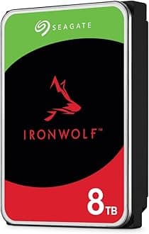 IronWolf, 8 TB, NAS, Internal Hard Drive, CMR, 3.5 Inch, SATA, 6GB/s, 5,400 RPM, 256MB Cache, for RAID Network Attached Storage, 3 year Rescue Services (ST8000VN004)
