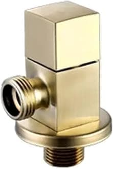 Brushed Gold Square Angle Valve Shut Off Water Stop Valve For Faucet And Toile Wall Mounted G1/2 Inlet And Outlet 1Pcs(A)