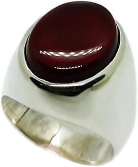 Handmade16 Carat Natural Yemeni Deep Brown Khabadi Aqeeq Mens Plain Ring Sterling Silver 925 Handmade Brown Carnelian Ring Gift for Him Shifat al abd Ring Religious Ring (5)