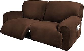 ULTICORExtra Wide 75" - 100", Reclining 2 Seater Sofa, Extra Wide Reclining Love Seat Slipcover, 6-Piece Velvet Stretch, Reclining Sofa Covers, Thick, Soft, Washable (Chocolate)