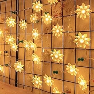 XERGY Silicone Lotus Flower String Lights for Indoor Outdoor Decoration Diwali Light for Party Birthday Diwali Christmas Navratri Valentine Gift Home Decoration Light (3 Meter 14 LED, Warm White)
