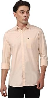 Peter EnglandMen's Slim Fit Full Sleeve Cotton Solid Casual Shirt with Pocket