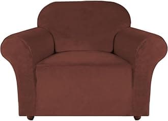 Turquoize Stretch Velvet Chair Cover Sofa Covers for Living Room Armchair Cover Chair Slip Covers with Arms Armchair Slipcover with Elastic Bottom Crafted from Soft Velvet Fabric (Chair, Burnt Brick)
