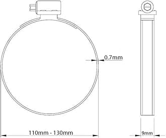 110mm - 130mm W1 - Strong Worm Drive Hose Clip Adjustable Hose Clamp Ducting Clamp for Flexible Hose Pipe (Pack of 4) D11E