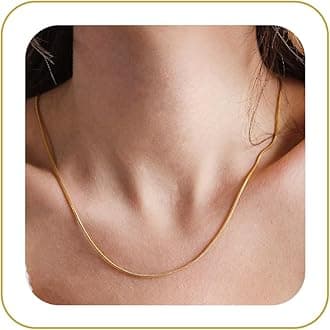 CHESKY Gold Necklace for Women-14K Plated/S925 sterling silver Snake Chain Necklace Dainty Simple Chunky Herringbone Necklace Gold Choker Necklaces Jewelry for Women