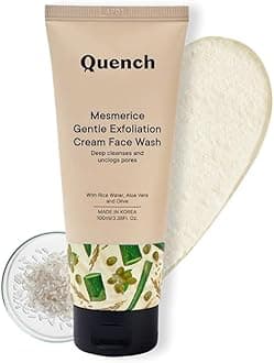 QUENCH BOTANICS Rice Water Gentle Exfoliation Cream Face Wash | Korean Face Wash for Glowing Skin | Brightens & Hydrates Skin with Aloe Vera & Vitamin E | Made in Korea (100ml)