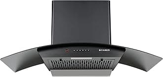 Faber 90 Cm 1100 M³/Hr Auto-Clean Curved Glass Kitchen Chimney [HOOD ALPHA In HC PB FL BK 90], Filterless Technology, Push Button, Black]