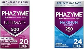 Phazyme Gas Relief Bundle with 500 mg and 250 mg Simethicone Fast Gels, 20 and 24 Count