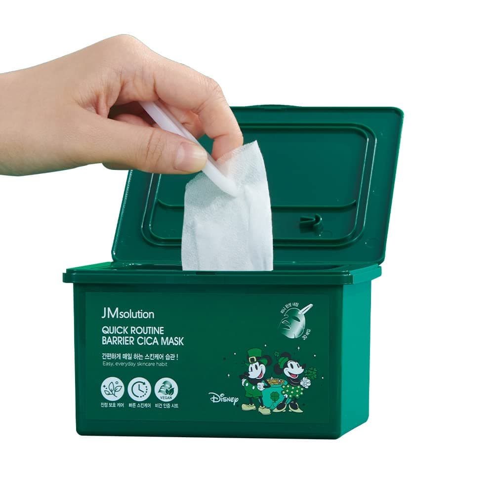 JMSolution Quick Routine Barrier Cica Facial Mask Sheet 30 EA- 1day 1 Mask Pick and Quick Dispenser Type- Cica Calming-Vegan certified sheet for all skin