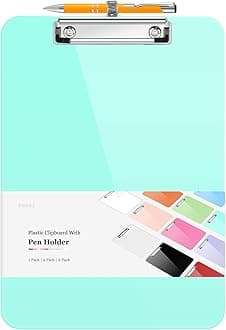 Sooez Clipboards with Pen Holder, Plastic Clip Boards with Low Profile Clip, Hangable Nursing Clipboards Coaches Clipboards, Document Holder Smooth Writing for Office & School, Letter Size