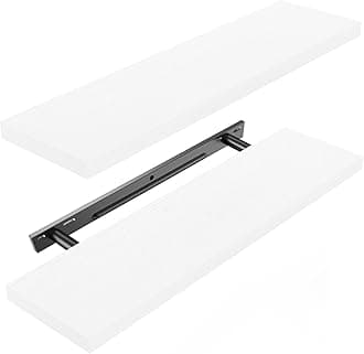 STOREMIC Floating Shelves, White Shelves with Length 60cm, Set of 2 Wall Shelves, Easy to Install Decorative Shelf with Large Storage for Bedroom, Bathroom, Home Office, Living Room