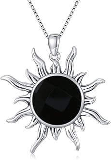 Sun Turquoise Pendant Necklace, 925 Sterling Silver Genuine Gemstones Western Jewelry Gift for Women