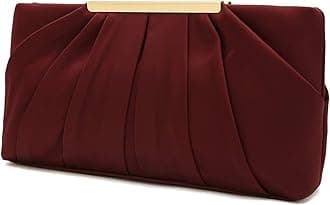 Charming TailorClutch Evening Bag Elegant Pleated Satin Formal Handbag Simple Classy Purse for Women, Burgundy, M