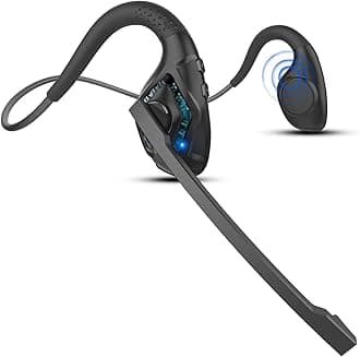 Bluetooth 5.3 Headset with Microphone, Open Ear Headphones w/Noise Cancelling Mic for Phone PC Computer Laptop, Lightweight & Comfortable Wireless Headset for Office Driving Working Home,10H