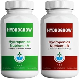 Hydro Grow A & B Hydroponic Nutrient Bottles - 500 Ml | Npk, Macro & Micro Nutrients For Plants | Balanced Plant Nutrition, Ideal for Vertical Farming | 50 Liter Nutrient Solution, Liquid