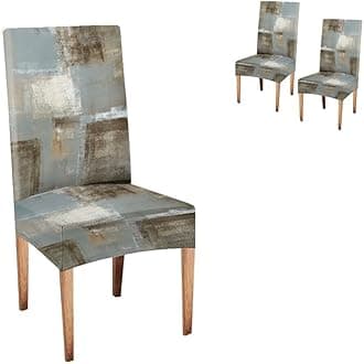 CAPSCEOLL Greyand Brown Abstract Art Painting Dining Chair Slipcovers Set of 2,Removable Washable Parson Chair Covers for Dining Room,Living Room,Kitchen