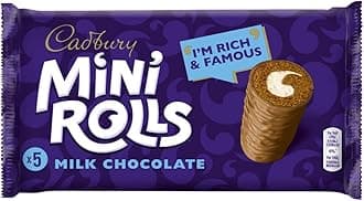 Mini Rolls, Milk Chocolate Sponge Cakes With Vanilla Cream Centre, 5 Individually Wrapped Treats – Perfect For Snacking On-the-Go (Pack of 1)