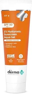 The Derma Co. 1% Hyaluronic Sunscreen SPF 50 Aqua Gel, PA++++, Lightweight, No white-cast for Broad Spectrum & Blue Light Protection for Oily, Dry, Acne-prone Skin - 125 g