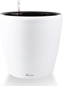 15x14 Self Watering Planter with Wheels Indoor Outdoor, Inner Pot Design, Thickened Large Floor Standing Flower Plant Pot with Water Level Indicator (White Matte)