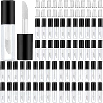 100 Pieces 1.2 ml Clear Mini Lip Gloss Tube Refillable Empty Lip Balm Containers Bottles Transparent Mini Lipstick Containers for Women Girls DIY Makeup (Black)