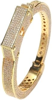 Hip Hop Diamond Handcuff Bracelet Cubic Zirconia CZ Diamond Bracelet Cuff Bangle Punk Style Bangle for Men Christmas Gift