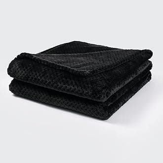Bear & Panda Waffle Flannel Fleece Mink Throw - Sofa/Bedspread/travel Blankets –Honeycomb Super Soft, light-weighted, Warm, Cosy Large Size Single, Double, King (Black, King (200 x 240cm))