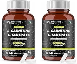 Carbamide Forte L-Carnitine Supplements 1000mg Capsules for Men & Women | L Carnitine L Tartrate 1000mg capsules | Pre Workout Supplement - 60 Veg Capsules (Pack of 2)