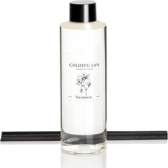 Chloefu LAN Gardenia Reéd Diffuser Refill 200ml/6.76 fl oz, Natural Essential Scented Oil, Best for Aromatherapy, SPA and Home, 0% Alcohol, A Fresh Clean Scent, Free Set of Diffuser Sticks