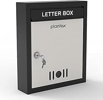 Plantex Letter Box/GI Steel Post Box/Suggestion Box/Donation Box with Key Lock/Letter Box for Home/Office/Hotel Gate/Complaint Box (Black & Ivory) - Wall Mount A4 Size