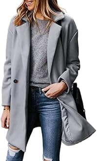 Zeagoo Women's Fashion Faux Fur Lapel Double-Breasted Thick Wool Trench Coat Winter Warm Jacket S-2XL