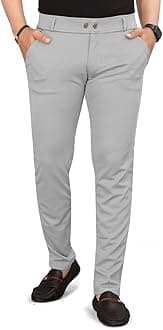 HARSHAD KUMAR & CO. Men's Solid Lycra Slim Fit Stretchable Casual Wear Comfortable Formal Trousers Pants