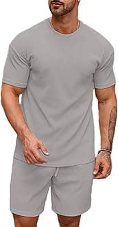SMOWKLY Men's Pyjama Set - T-Shirt and Shorts Night Wear - Night Suit for Men