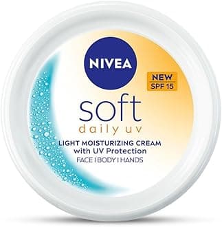 NIVEA Soft Daily UV Light Moisturising Cream with SPF-15, Vitamin E, Shea butter and Jojoba oil | Light Weight & Non Greasy | 48 H Hydration| UV Protection | All Skin types |100ml