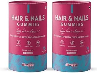 Hair & Nail Gummies with Biotin (2x60 Gummy) | Supports Healthy Hair, Strong Nails & Glowing Skin | Sugar-Free, Mixed Berry Flavor | Ideal Daily Supplement for Men & Women – Pack of 2