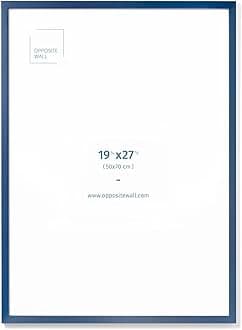 Opposite Wall - 20x28 in, 50x70 cm - Real Wood Blue Picture Frame - Lightweight, Versatile & Shatterproof - Wall Hanging Poster or Photo Frame - Wall Decor for Office, Gallery & Home