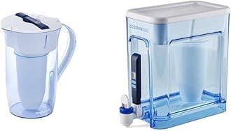 ZeroWater 10-Cup Ready-Pour 5-Stage Water Filter Pitcher 0 TDS & 22-Cup Ready-Read 5-Stage Water Filter Dispenser with Instant Read Out - 0 TDS IAPMO Certified to Reduce Lead, Chromium